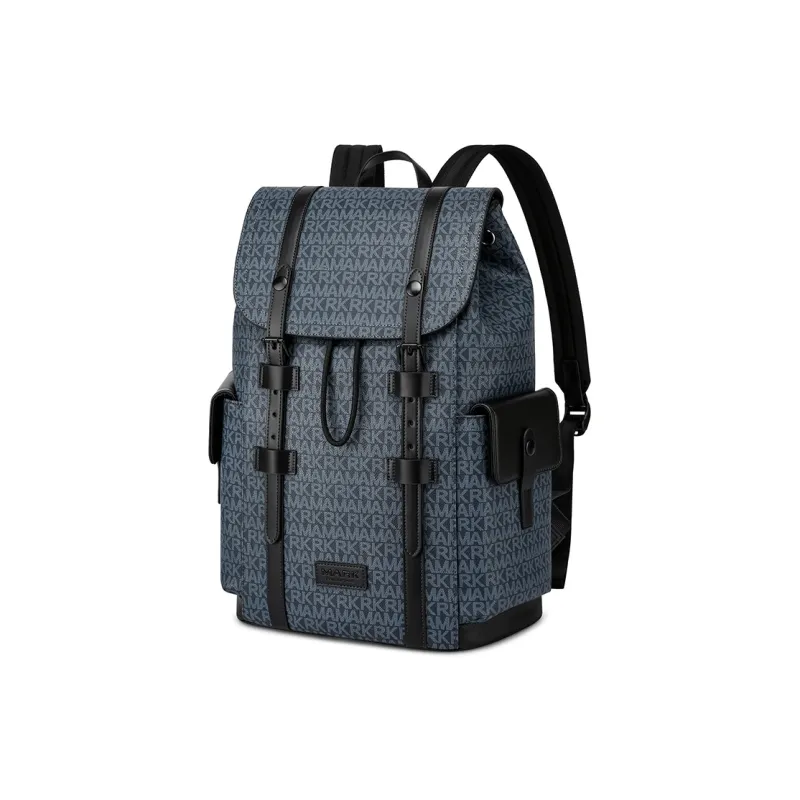 FAIRWHALE PVC Backpack Men's Graphite Gray/Dusty Blue/Withered Yellow Brown-8