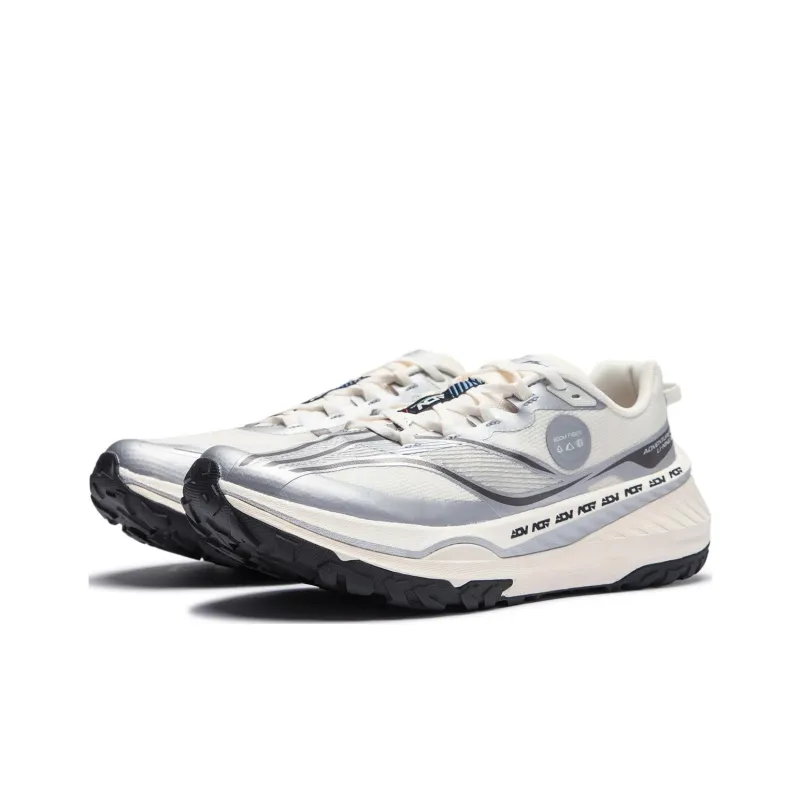 LiNing Dilu Anti Slip Wear Resistant Low Top Trail Running Running Shoes Men's Ecru Silver-2