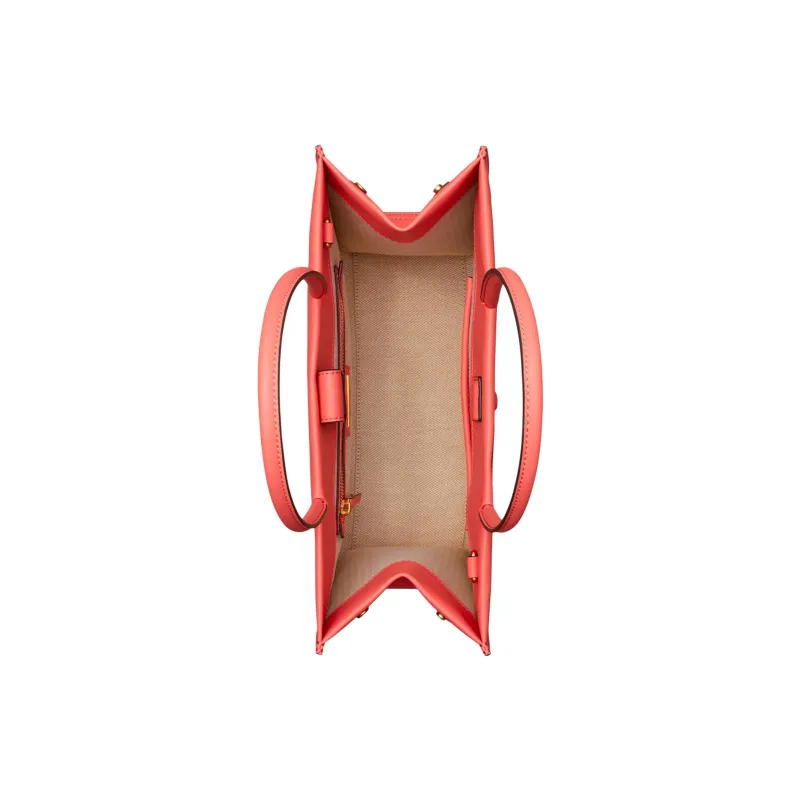TORY BURCH Ella Faux Leather Tote Bag Shopping Bag Handbag Small Size Women's Coral Pink-2