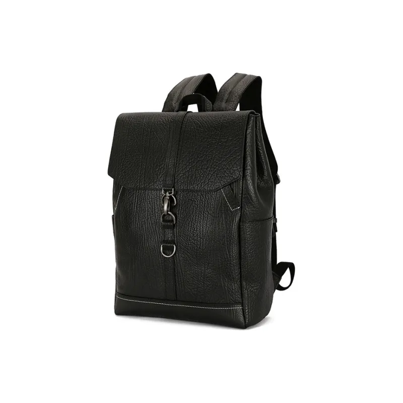TTaG．baG Top Grain Tree Bark Patterned Cow Leather Backpack Regular Men's Black/Coffee-1