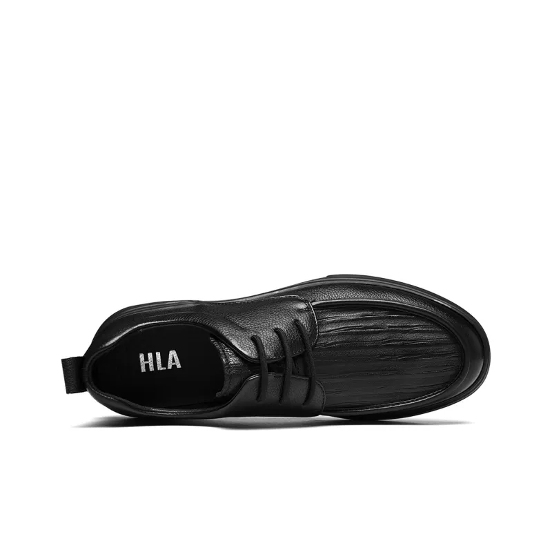 HLA Fashionable Versatile Casual Lace Up Genuine Leather Soft Sole Dress Shoes Men's-2