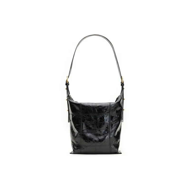 PECO Cow Leather Bucket Bags Shoulder Bag Crossbody Bag Unisex Black/Pink/Denim/White-1