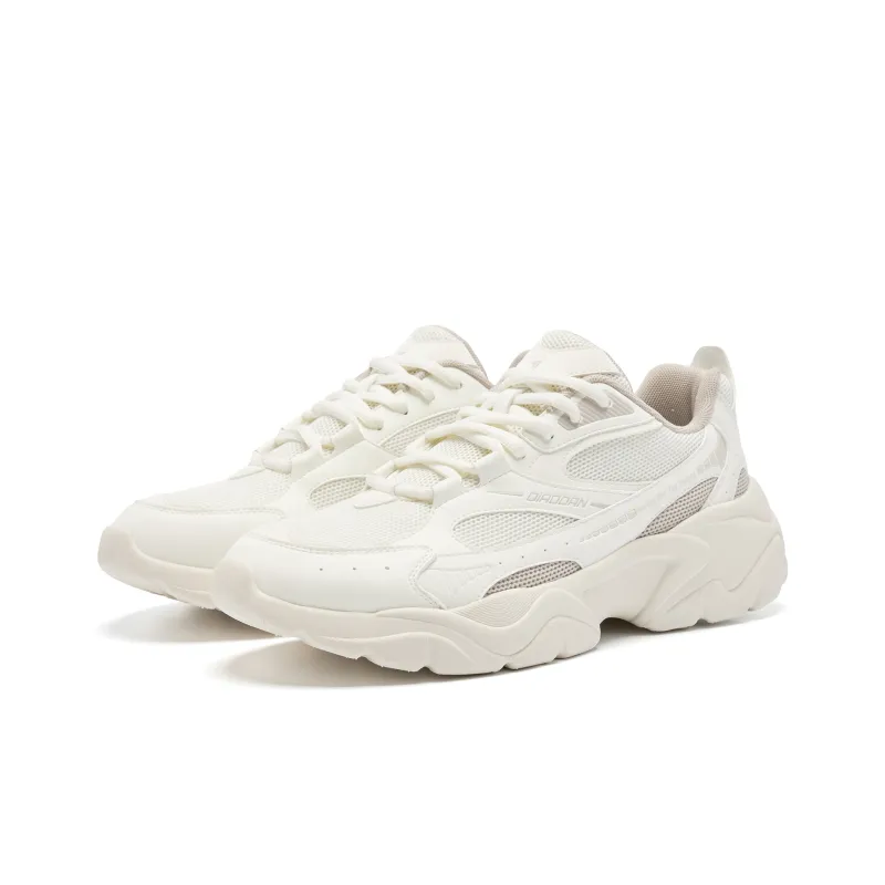 QIAODAN Height Increasing Wear Resistant Lightweight Slip Resistant Low Top Casual Shoes Men's Ivory Float Stone Color-2