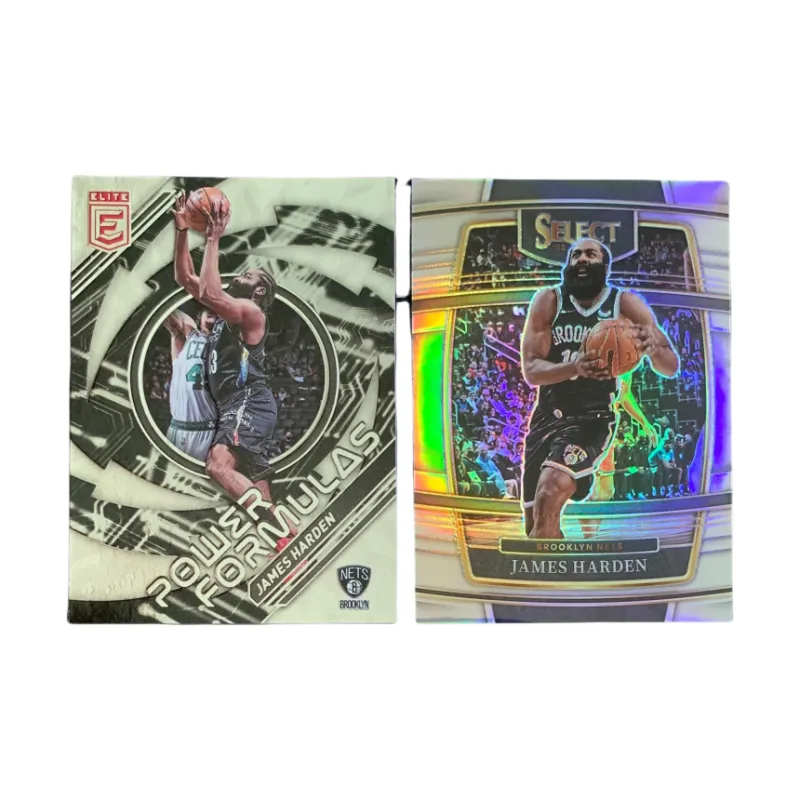 PANINI 2021 22 Brooklyn Nets James Harden SELECT+Elite Collection Teca Silver Fold 2 Star Card Pass Sports Cards 2 Pcs-0