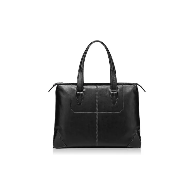 BVP Top Grain Cow Leather Handbag Small Size Men's Black-0