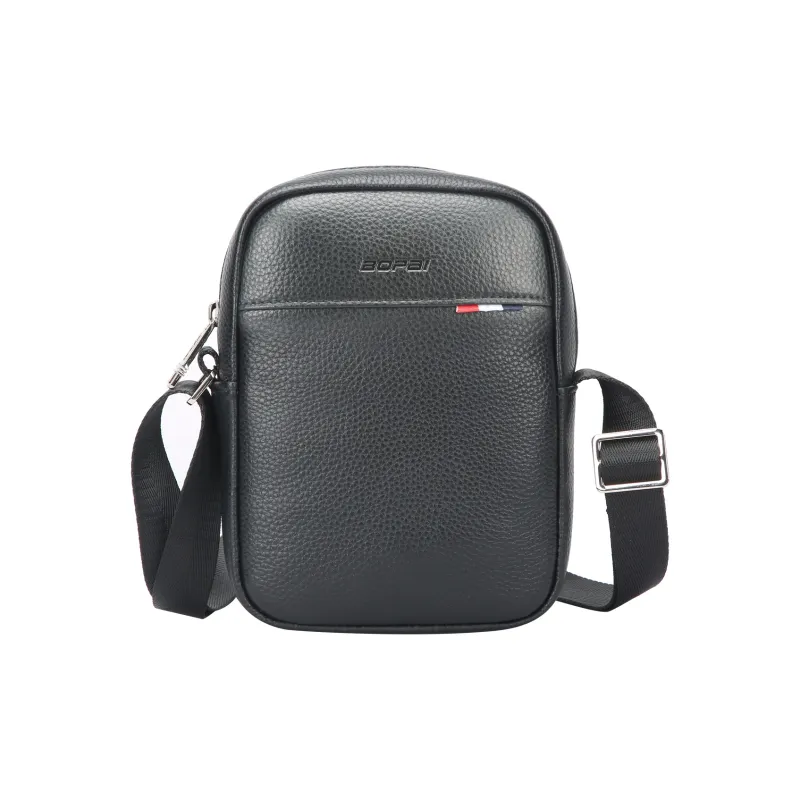 BOPAI Microfiber Shoulder Bag, Crossbody Bag Men's Black-0