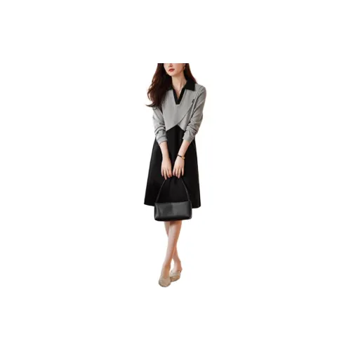 XWI Long-Sleeved Dresses Women's Black+Gray