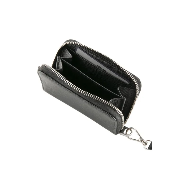 PRADA Leather Coin Purse Men's Black-3