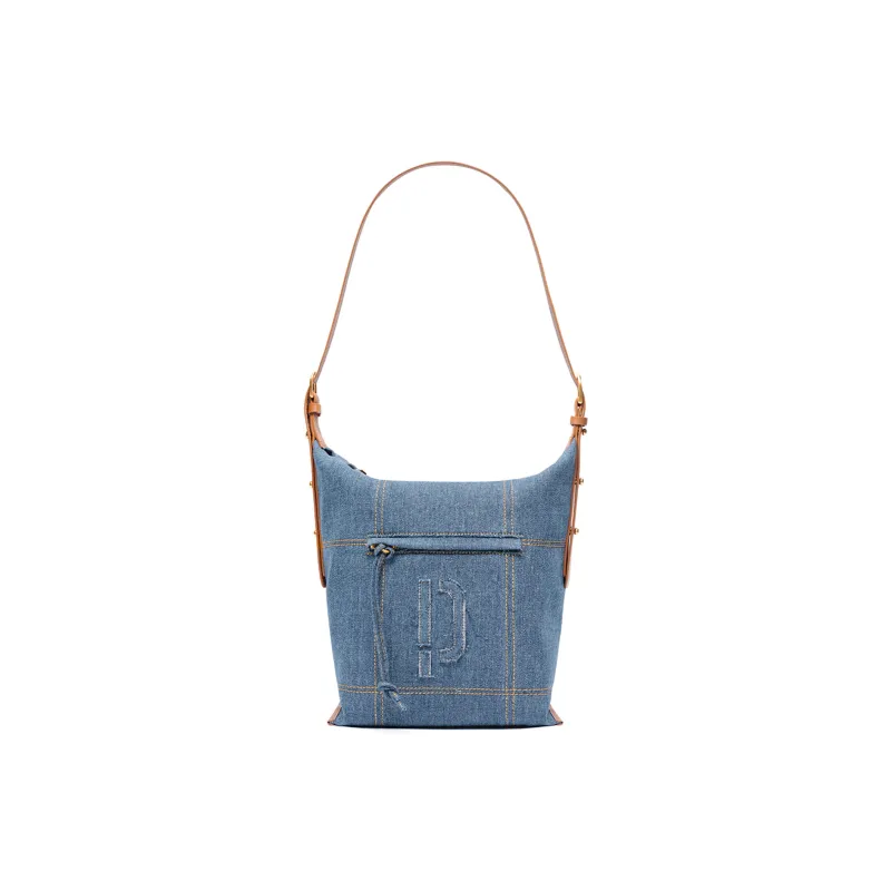 PECO Cow Leather Bucket Bags Shoulder Bag Crossbody Bag Unisex Black/Pink/Denim/White-9