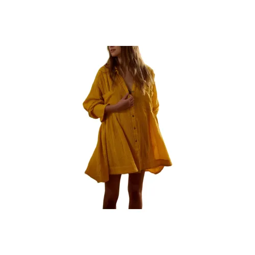 FREE PEOPLE Long-Sleeved Dresses Women's Yolk Yellow