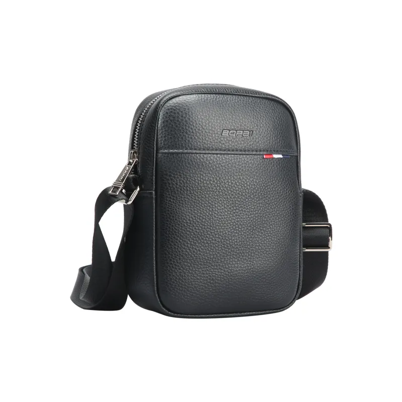 BOPAI Microfiber Shoulder Bag, Crossbody Bag Men's Black-2