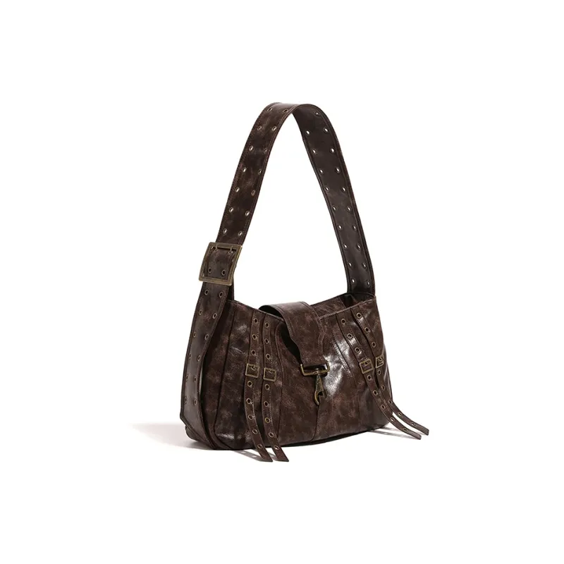 Jade En Plus PU Shoulder Bag Regular Large Size Women's Brown/Black-2