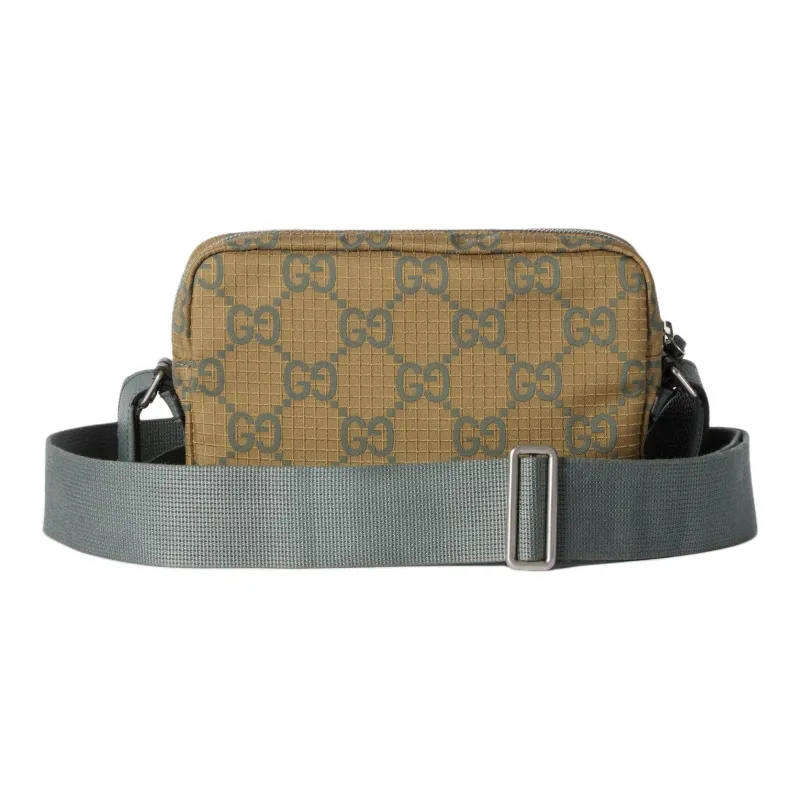 GUCCI Recycled Polyester Shoulder Bag Crossbody Bag Small Size Men's Mustard Greenish-Black-3
