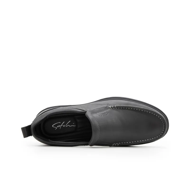 Satchi Men's Platform Slip-on Casual Leather Shoes Men's Black-3