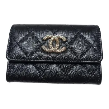 CHANEL Caviar Calfskin Card Holder Women's Black