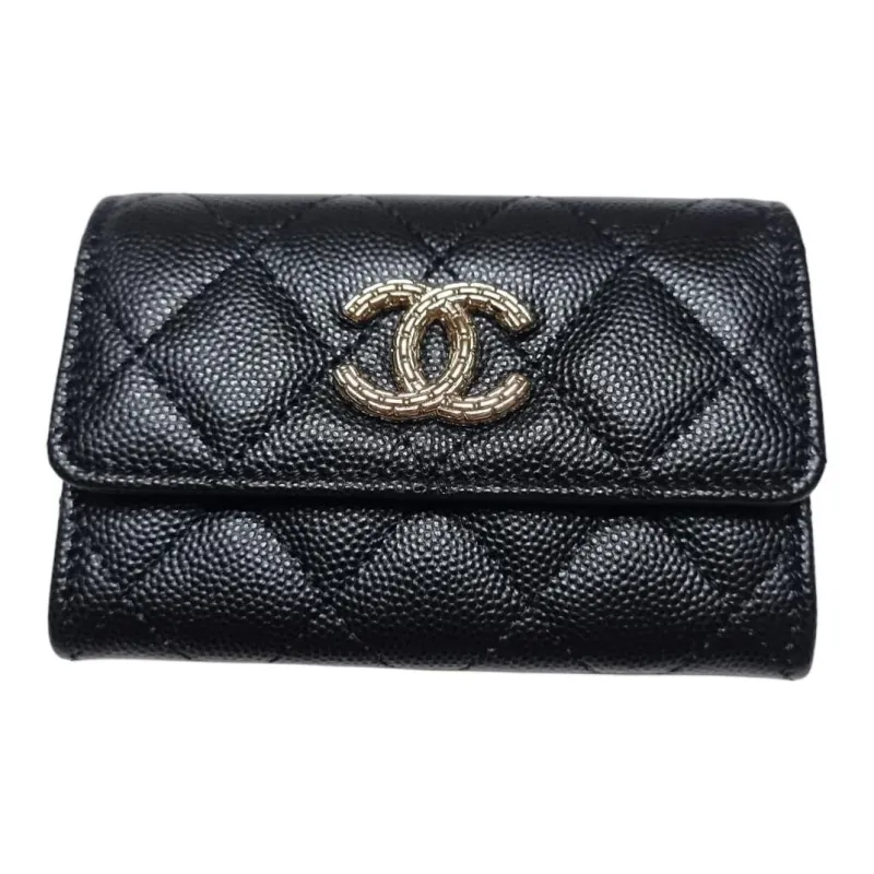 CHANEL Caviar Calfskin Card Holder Women's Black-0