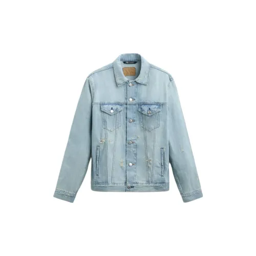 ZARA Denim Jackets Men Light Blue