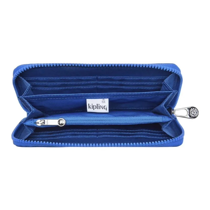 Kipling Polyamide Wallet Large Size Women's Satin Blue-3