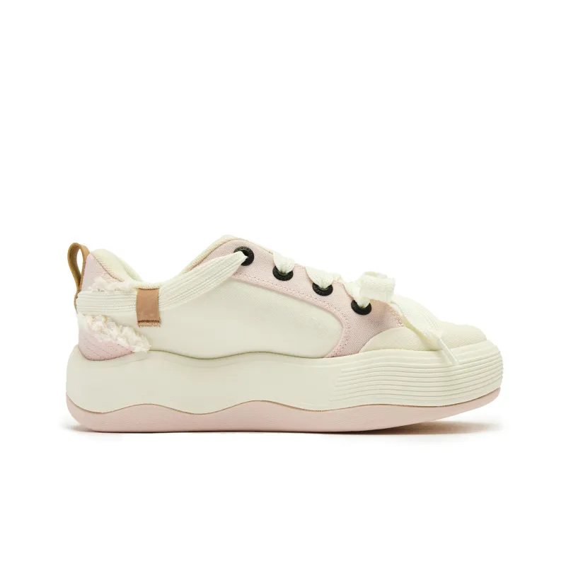 QIAODAN Layered Shoes 1.0 Coverage Slip Resistant Height Increasing Low Top Skateboard Shoes Women's Cloud Pink Ivory-1