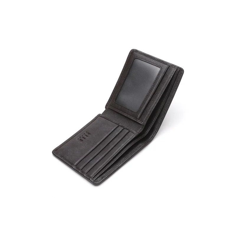 ELLE HOMME Top Grain Cow Leather Wallet Small Size Men's Silver Black/Coffee-10