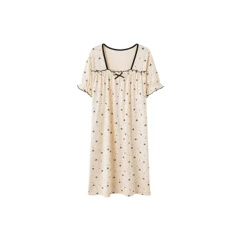 CAIHENGTONG Nightgown Women's All Over Print Heart Bowknot