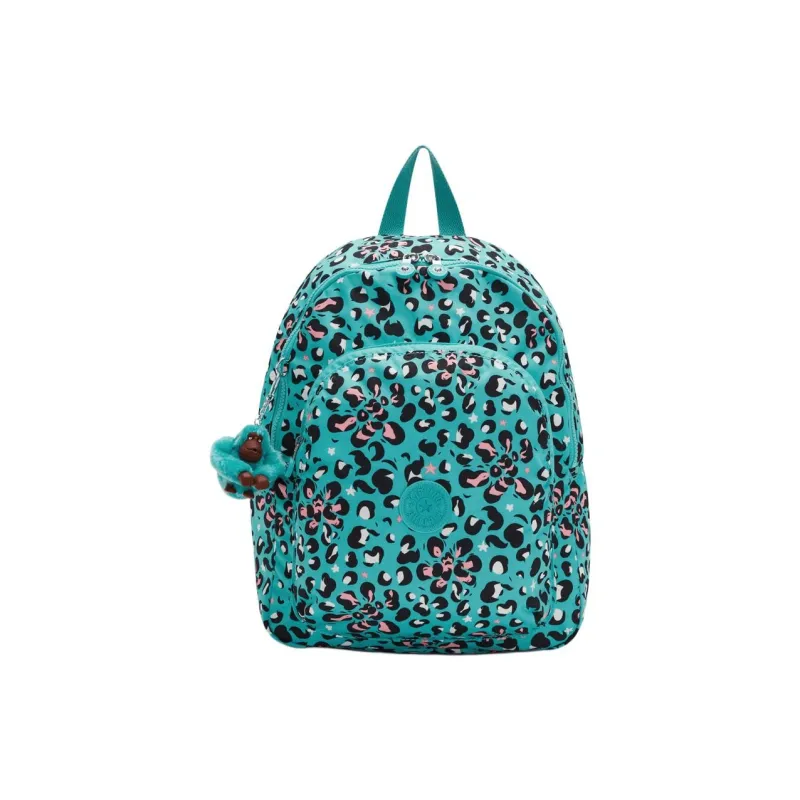 Kipling Recycled Polyester Backpack Medium Size Women's Leopard Print Flower-0