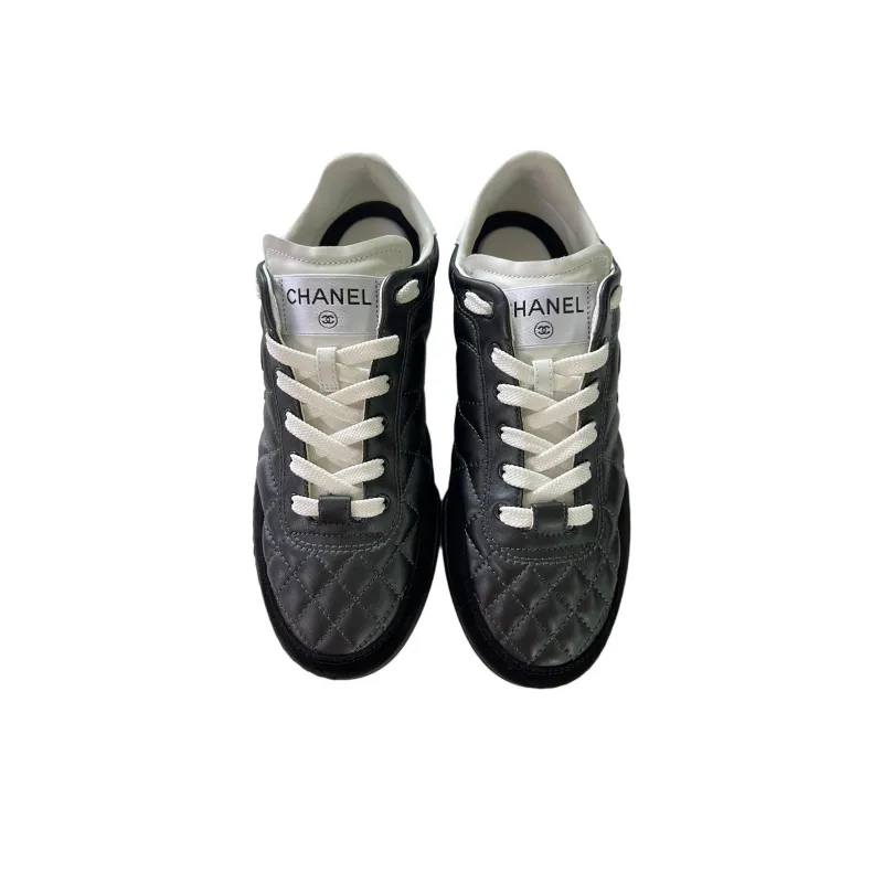 CHANEL 24a Low Top German Army Trainers Casual Shoes Women's Matte Black-4