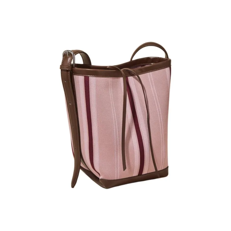 Marino Orlandi Fabric With Synthetic Leather Shoulder Bag Women's Pink/Black & White-1