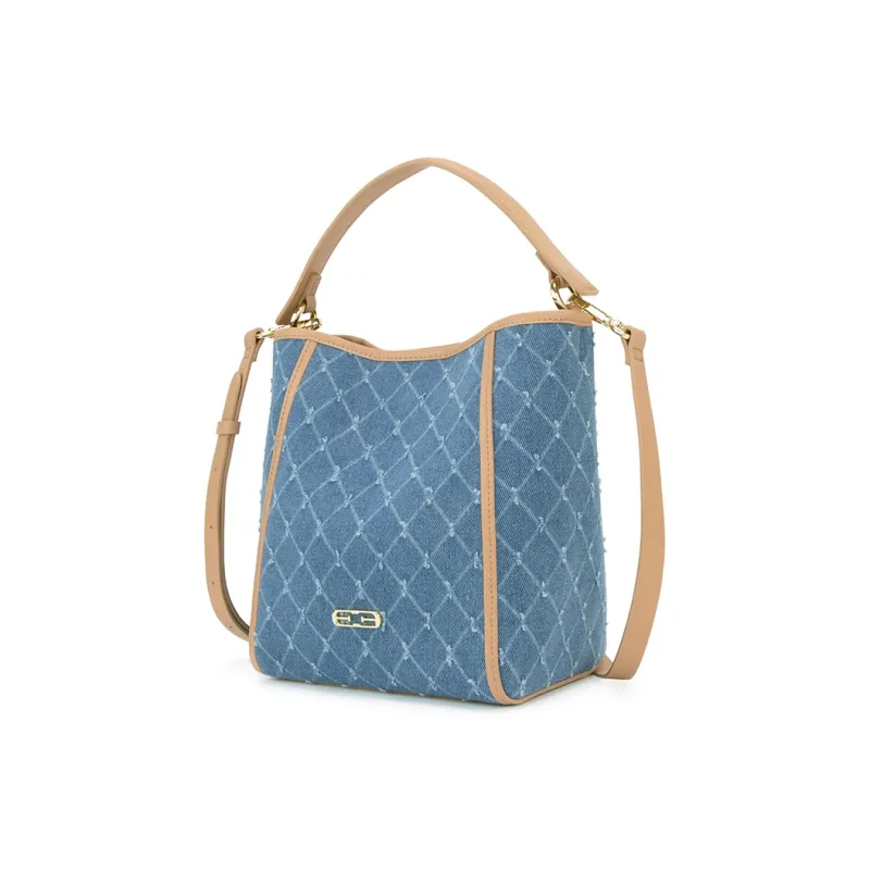 ELLE Fabric Shoulder Bag, Crossbody Bag Medium Size Women's Blue-1