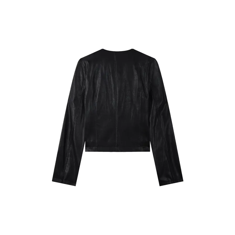 THE SEA LIFE Leather Jacket Women's Black Mage-1