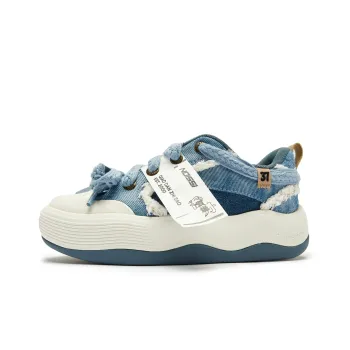 QIAODAN Slip-Resistant Height Increasing Coverage Low-Top Skateboard Shoes Women's Blue