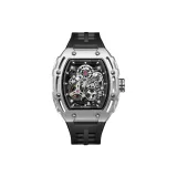 Silver Case Black Dial Black Tapes