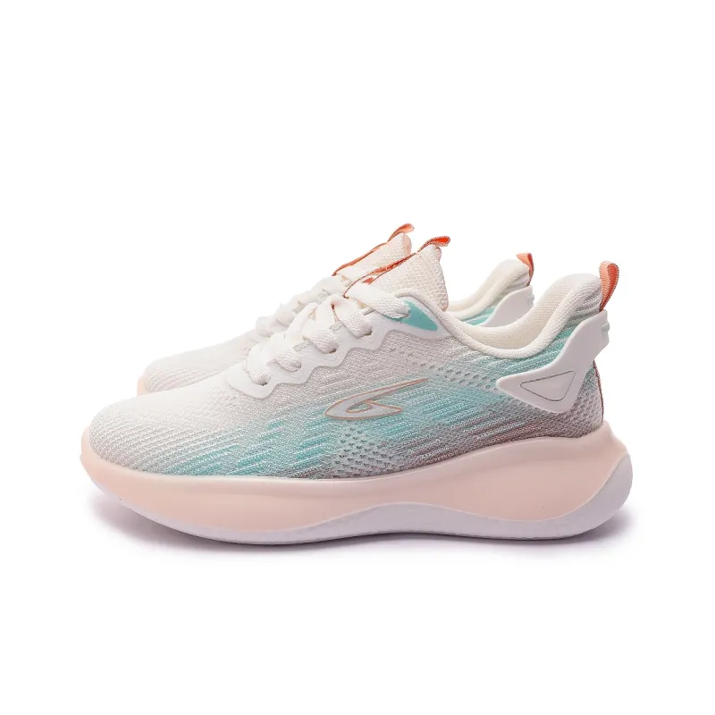 DEERWAY Cushioned Slip Resistant Low Top Running Shoes Women's White Green Orange-1