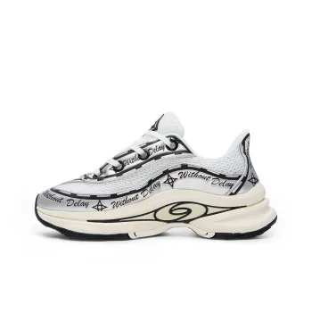 WO DELAY Wear-Resistant Low-Top Chunky Sneakers Unisex Liquid Silver
