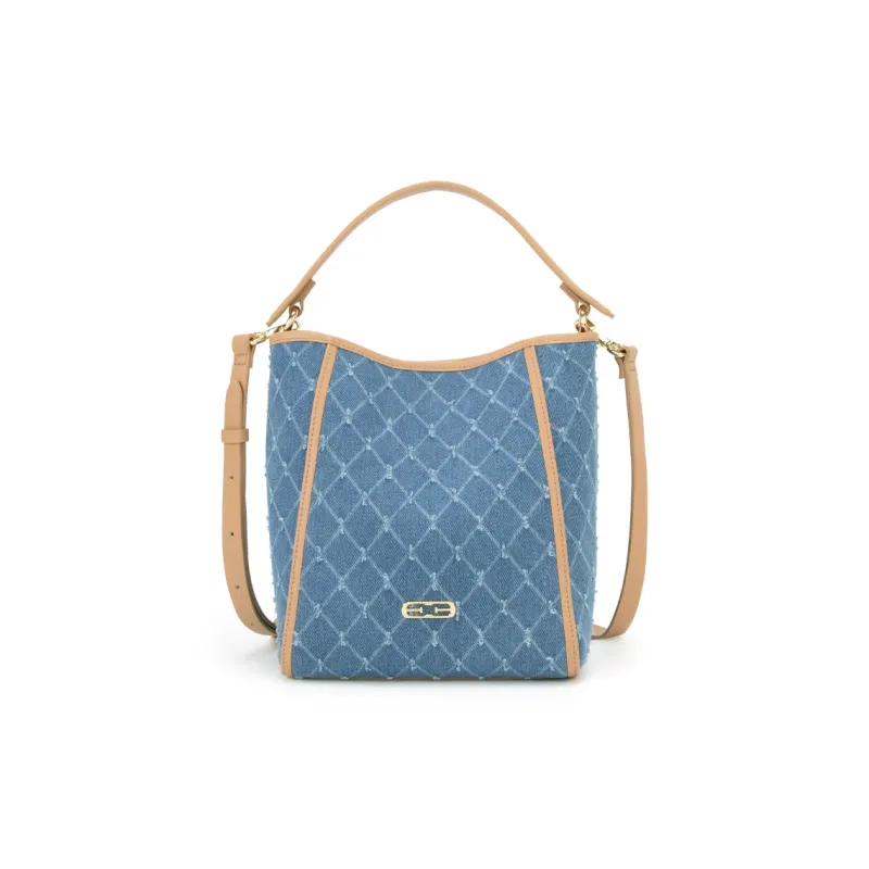 ELLE Fabric Shoulder Bag, Crossbody Bag Medium Size Women's Blue-0