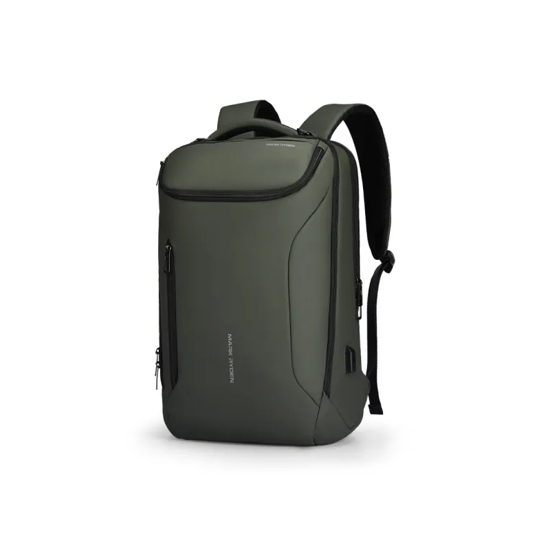 MARK RYDEN Oxford Large Capacity Student Backpack Medium Size Men's Elegant Black/Olive Green-8
