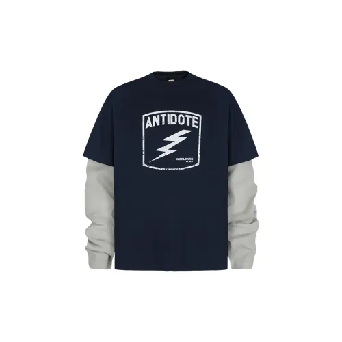 ANTIDOTE WORLDWIDE T-Shirts Unisex Navy Blue With Grey Accents