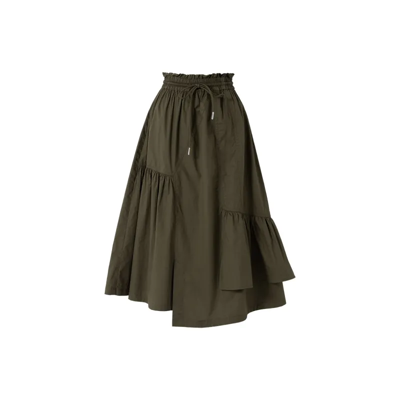 SOON FLOWER Casual Long Skirts Women's Army Green-1