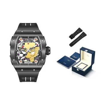 HaofaTourbillon Mechanical Movement Rubber Strap Watch Men's Watches Black Dial