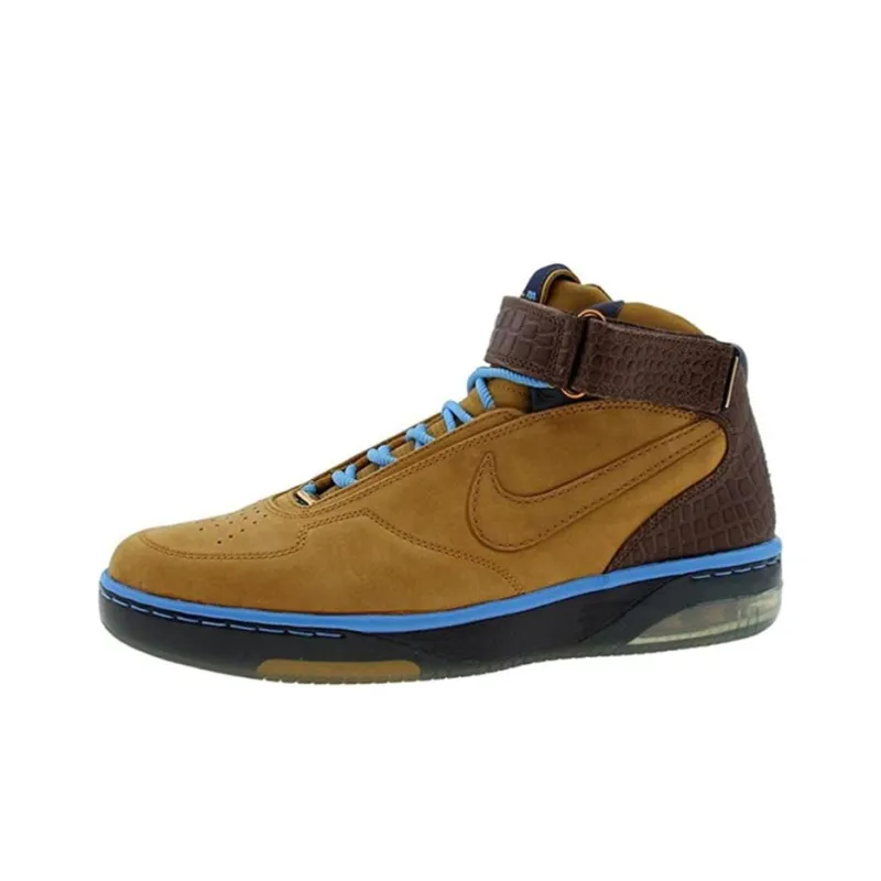 Nike Air Force 25 League Pack Anti Slip Wear Resistant Mid Top Vintage Basketball Shoes Men's Brownish yellow blue-0