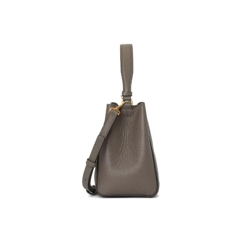 TORY BURCH McGraw Cow Leather Bucket Bag, Portable Crossbody Bag, Shoulder Bag Trumpets Women's Elephant Gray-2