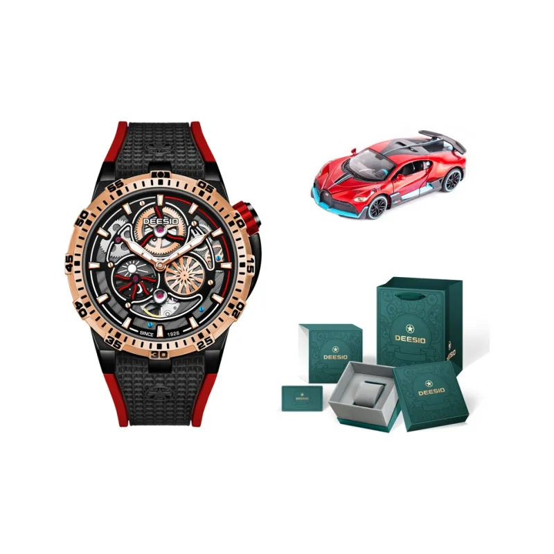DEESIO Explorer Collection Automatic Mechanical Movement Rubber Strap Watch Men's Watches Cut-Out Dial-15
