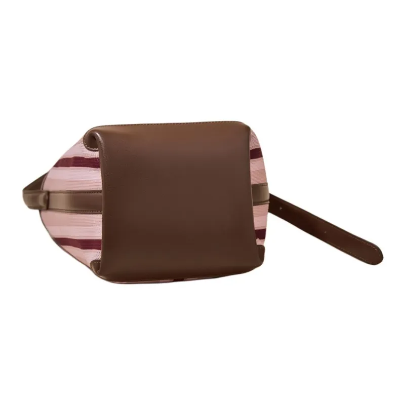 Marino Orlandi Fabric With Synthetic Leather Shoulder Bag Women's Pink/Black & White-5