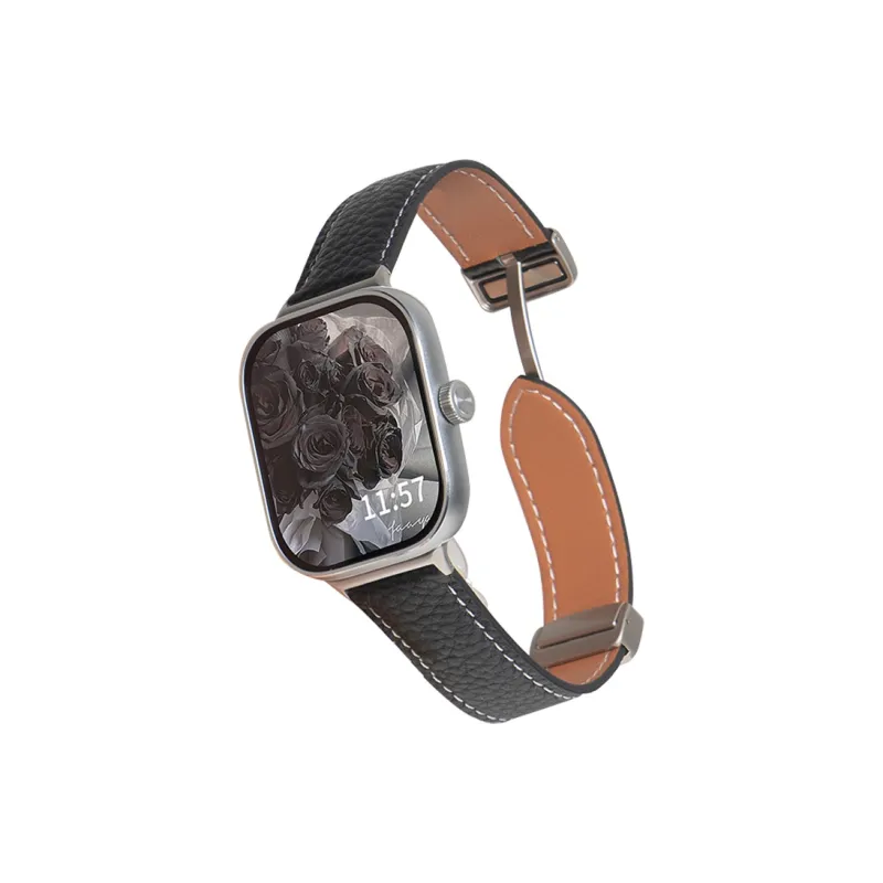 FZRT Xiaomi Compatibility Watch Band Leather Litchi Grain Magnetic Clasp Quick Release Strap Genuine Leather Material-5