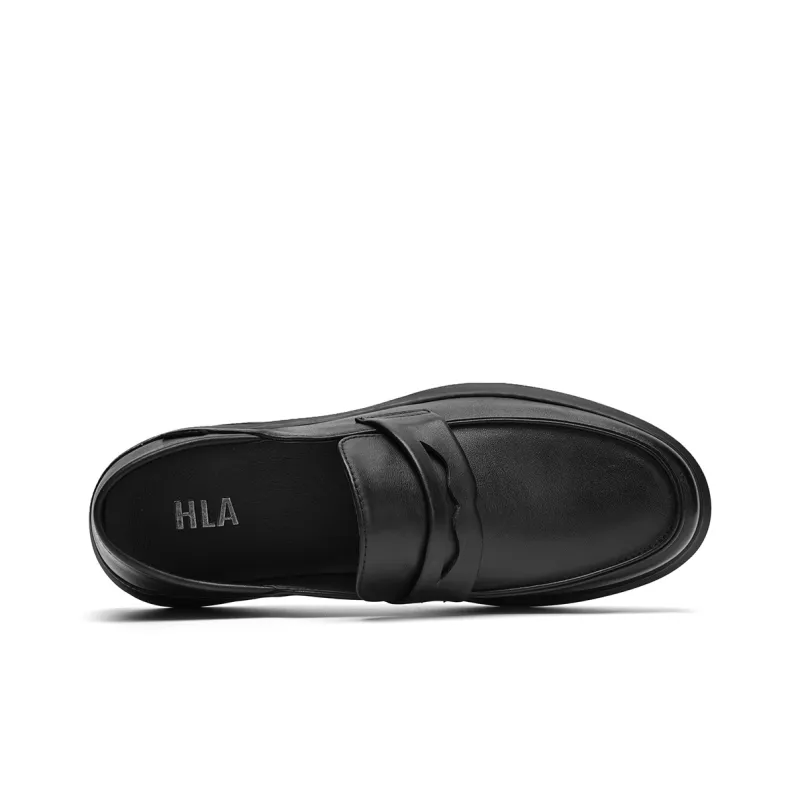 HLA Casual Genuine Leather Soft Sole Breathable Loafers Stirrup Slip on Leather Shoes Men's-2