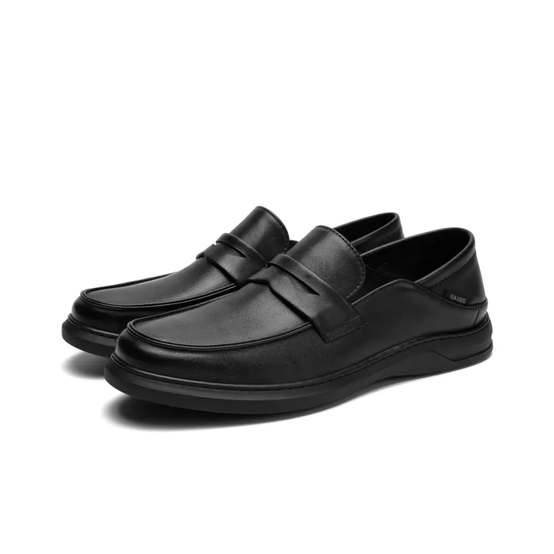 HLA Casual Genuine Leather Soft Sole Breathable Loafers Stirrup Slip on Leather Shoes Men's-1