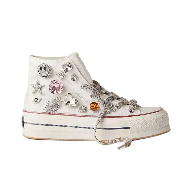 FREE PEOPLE Found Things High-Top Canvas Shoes Women's White-1