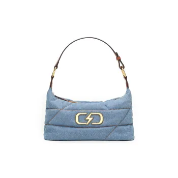 PECO Denim Shoulder Bag Large Size Women's Denim Blue