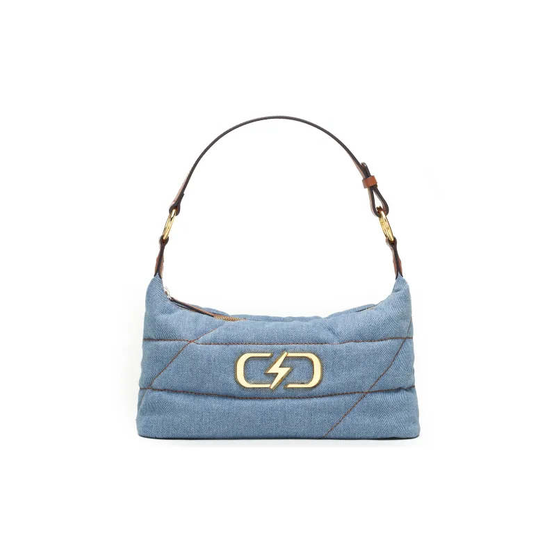 PECO Denim Shoulder Bag Large Size Women's Denim Blue-0