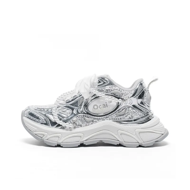Ocai Runtech3.0 Lightweight Low Top Casual Running Shoes Unisex Wedding Silver-0